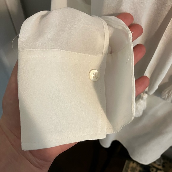 100% silk NWT See by Chloe white blouse with mock neck and tassels (40) - Picture 4 of 12